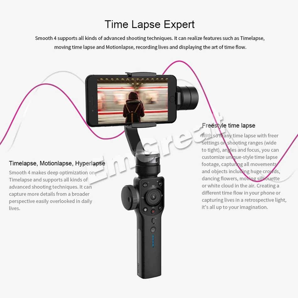 3-осевой карданный подвес Zhiyun Smooth 4 для смартфонов iPhone 12 11 Pro XS Max XR X 8Plus 8 Samsung S20 Huawei