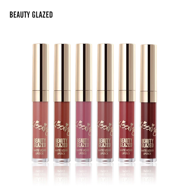 Матовый водостойкий блеск для губ BEAUTY GLAZED 6 цветов в комплекте |