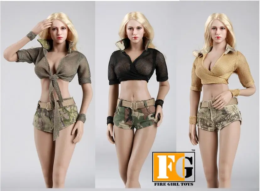 Горячие Фигурки игрушки огонь девушка игрушки 1/6 прохладный и освежающий Камуфляжный костюм