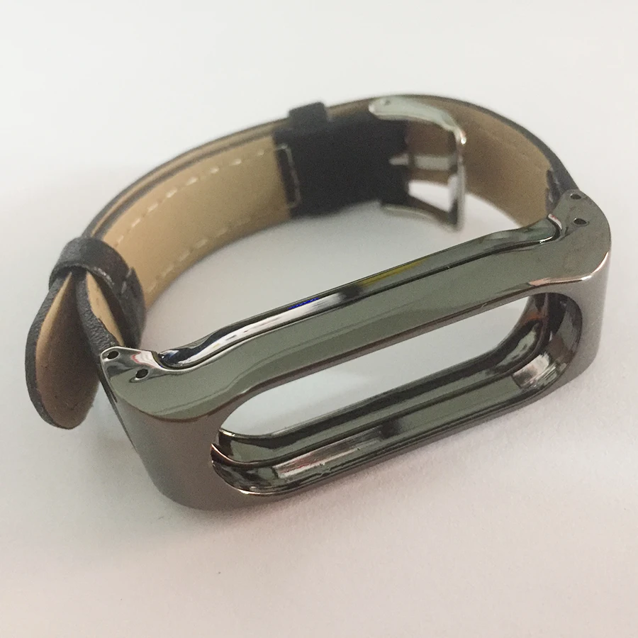 Браслет для Xiaomi Mi Band 2 из искусственной кожи + металлический ремешок Безвинтовой