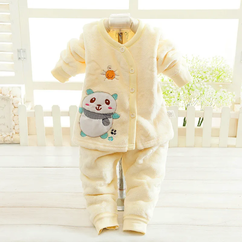 BibiCola autumn newborn baby cardigan boys girl clothes set 2pcs toddler infant warm outfits cartoon tops+pants | Детская одежда и