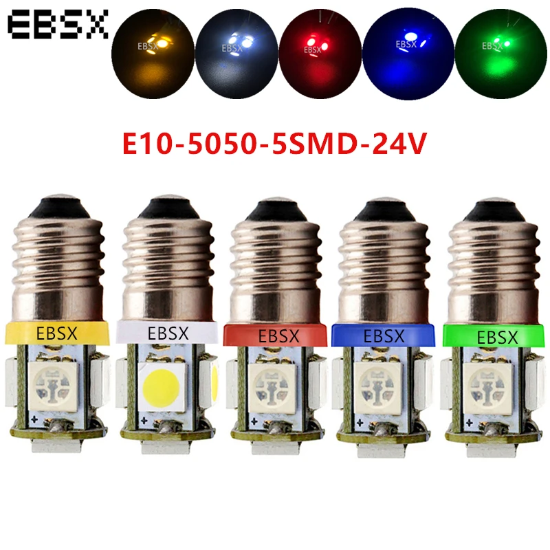 EBSX! 10 шт. винтовая Светодиодная лампа 24 В E10 5 SMD 5050 автомобильный маркер с