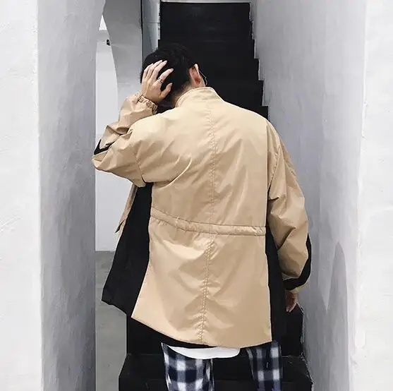 

Multi-pocket sweatshirt mens stand collar men loose sweatshirts sudadera hombre jacket streetwear coats men loose clothes