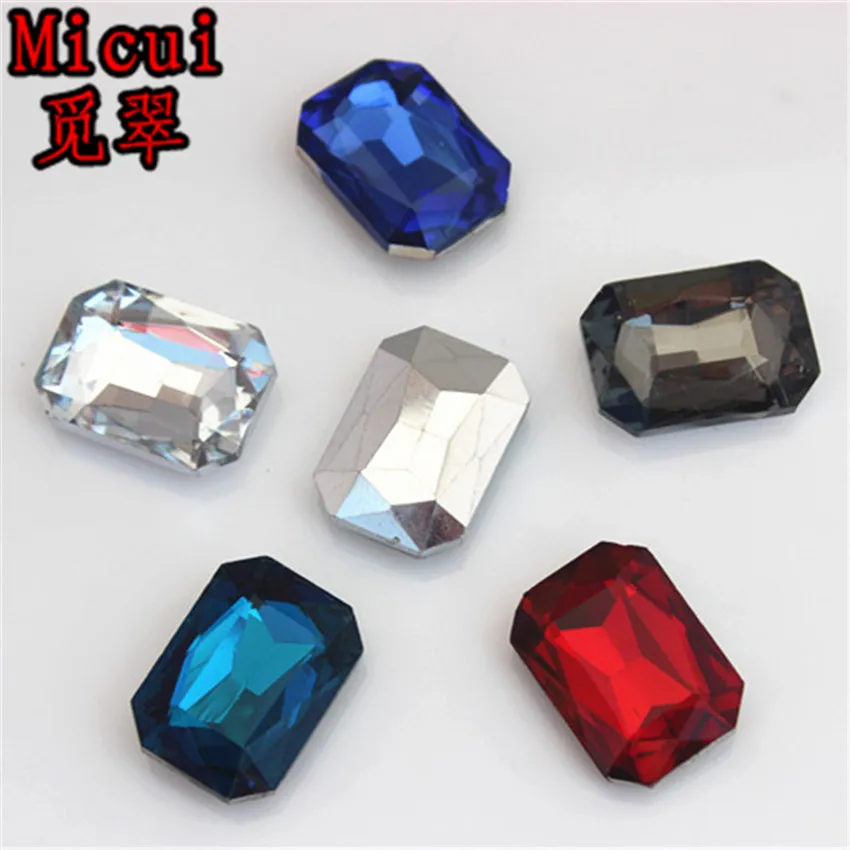 Micui 30PCS 13*18mm Rectangular octagonal Crystal Tip back Rhinestones Glass Crystals For Clothes Jewelry Decorations ZZ146 | Дом и сад