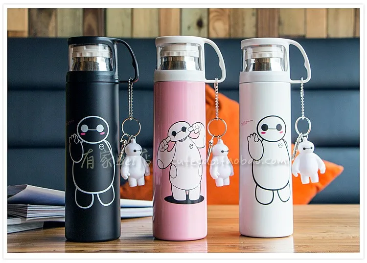 Горячая Baymax термос чашка Бонусная подвеска 350/500 мл из нержавеющей стали теплоизоляция вакуумная фляга-термос дорожная кружка для питья