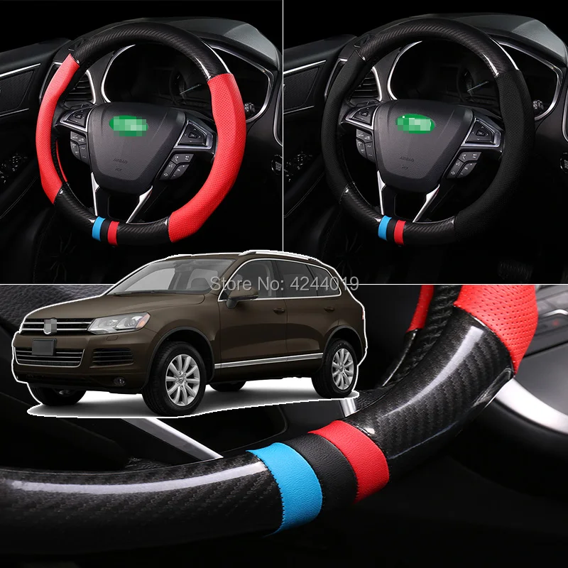 

For Mazda CX-5 Diameter 38CM Steering Wheel Cover Anti-Slip Carbon Fiber Top Leather Sport Style car accessories