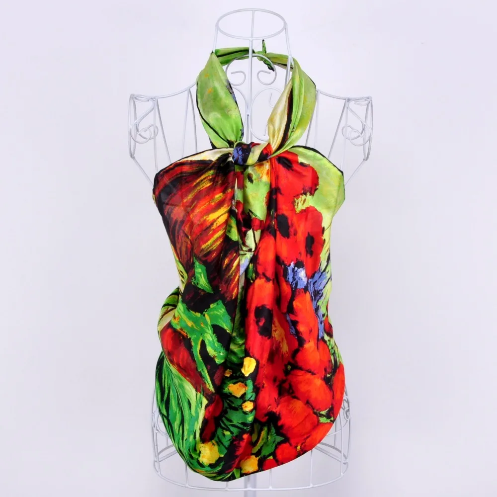 Новинка Фирменный шарф из 100% шелка с цветами для девочек палантины и шали