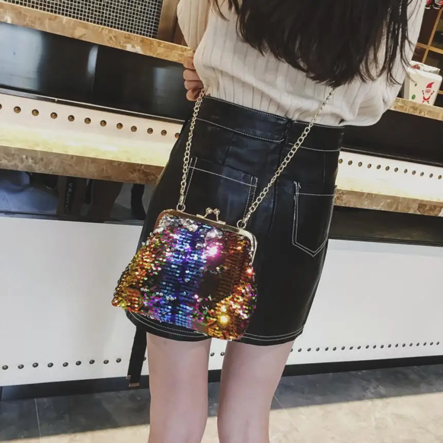 MOLAVE Handbag bag female Solid bags for women hasp Girl Fashion PU Crossbody Bag Female Bling Sequins Shoulder Bags Mar16 | Багаж и сумки
