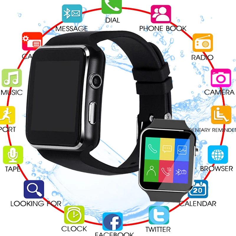 Новое поступление X6 Смарт часы с камерой сенсорный экран Поддержка SIM TF карта Bluetooth Smartwatch для iPhone Xiaomi Android телефон