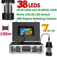 7 inch 100m underwater fishing video camera fish finder ip68 waterproof 38 leds 360 degree rotating camera