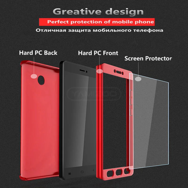 YAMIZOO чехол для Xiaomi Redmi Nota 5a Prime 360 твердый Роскошный Защитное стекло Примечание On Pro