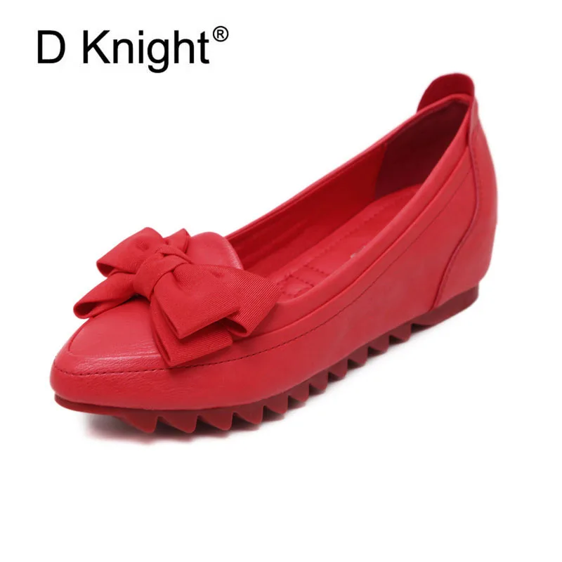 

Fashion Ribbon Bow Decoration Shallow Mouth Women Wedges Comfortabel Women's Height Increasing Wedge Shoes Size 33-42 Lady Pumps
