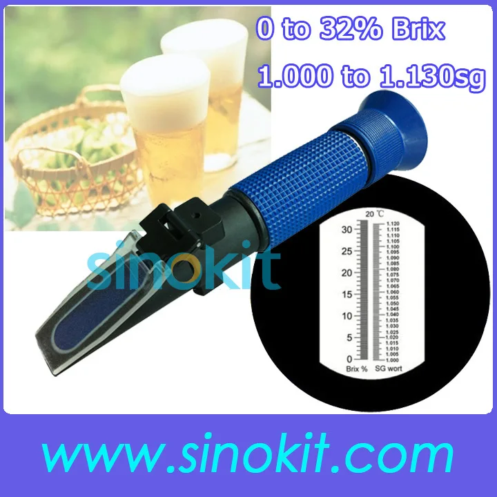 Brix 0 to 32% Beer 1.000 1.130sg Hand-held Plastic Material Refractometer P-RSG-100ATC Blue | Инструменты