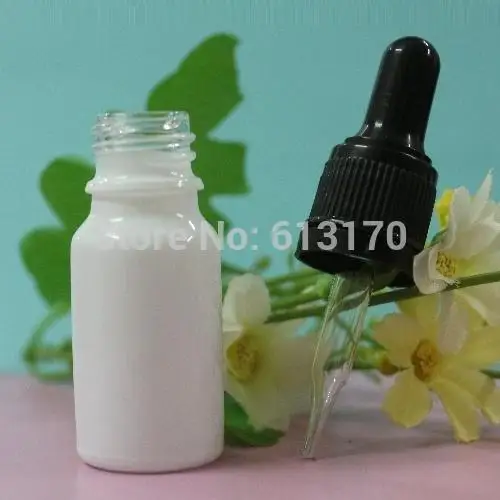 

30pcs 10ML White Glass Dropper Bottles With Black Cap, Empty essential oil Bottle Mini Small Sample Vials Black Rubber