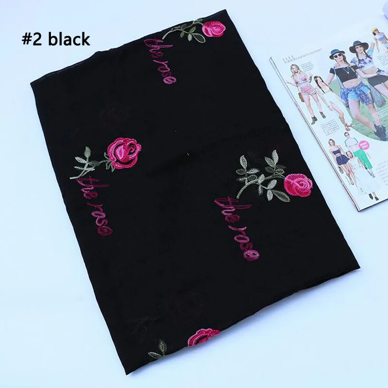 Новинка 2017 простые цвета роза вышивка узор хлопок шарф шаль для женщин пляж