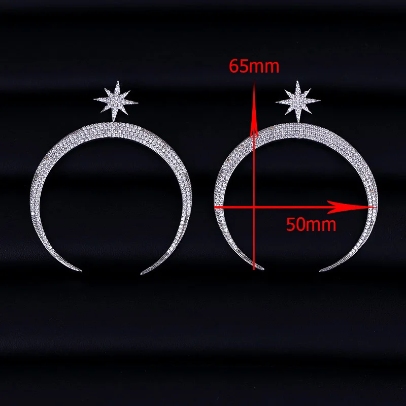 Лучше 65 мм * 50 луна кубические женские серьги из циркония трендовая площадь