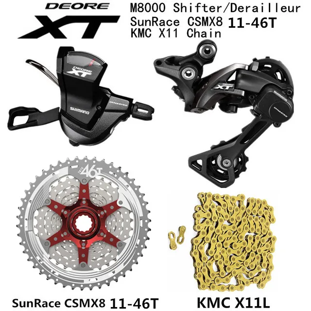 46T silvery X11Lgold SHIMANO DEORE XT M8000 комплект горного велосипеда MTB 1x11-Speed 46T 50T SL+ RD+ CSMX8+ X11.93 M8000 переключатель заднего хода - Цвет: 46T silvery X11Lgold
