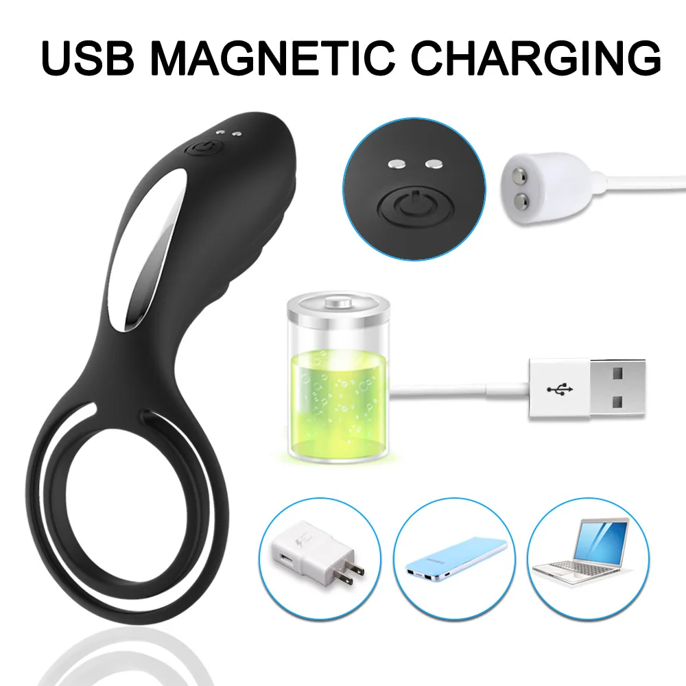 USB перезаряжаемая задержка взбивания двойного кольца Вибраторы задержчка