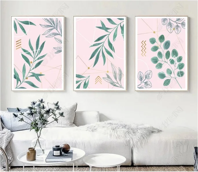 Скандинавский простой небольшой свежий розовый холст с принтом модульные