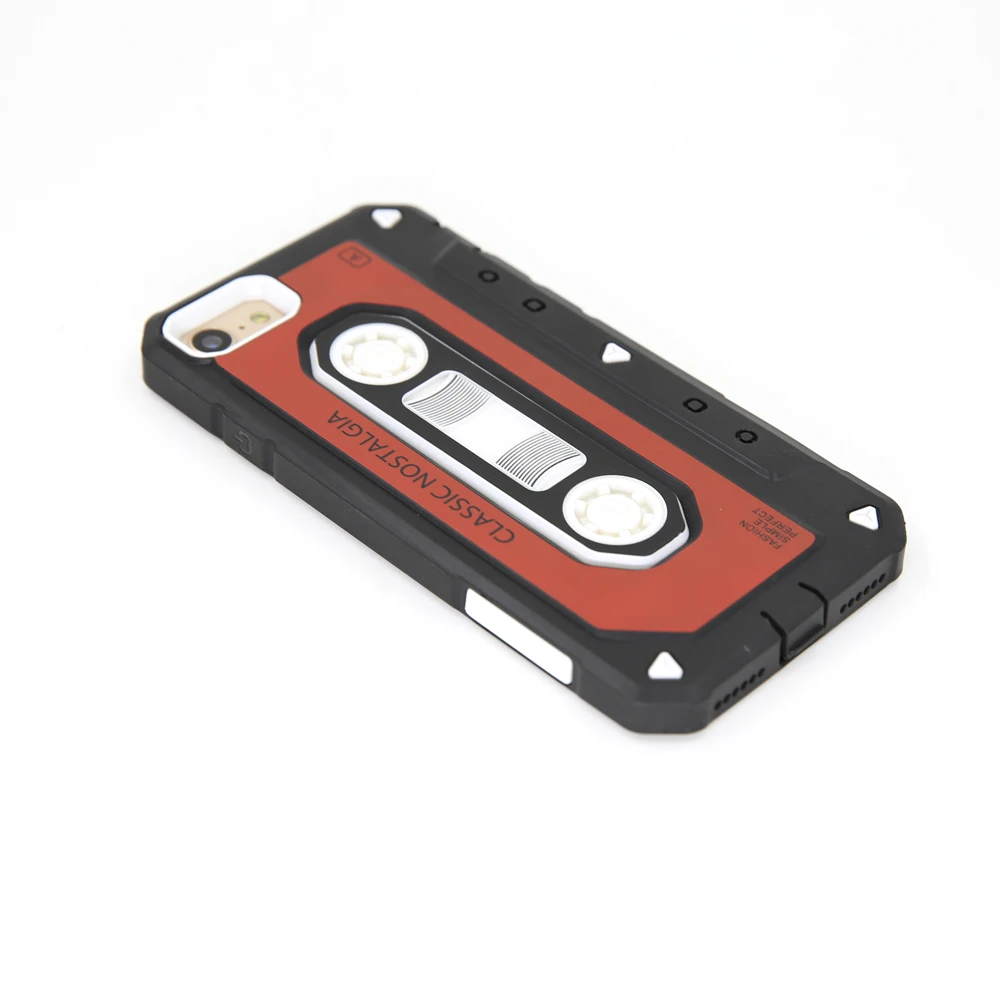 Retro Vintage Cassette Design Hybrid Armor Case Full Drop Protective Hard Rubber PC Cute Phone Cover For iPhone 7 Plus/8 Plus |