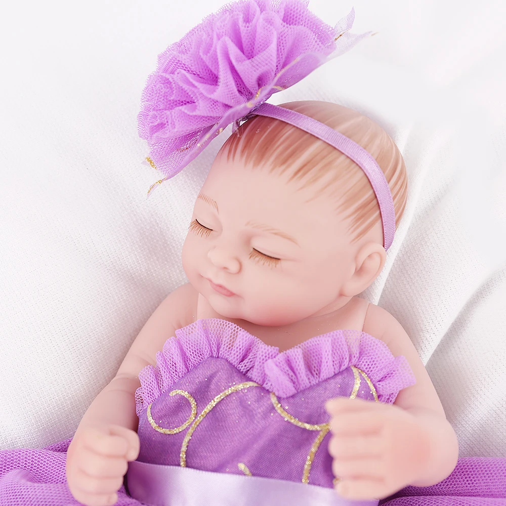 Кукла NPK Reborn Baby Mini 10 дюймов фиолетовое платье для девочек Акционная коллекция