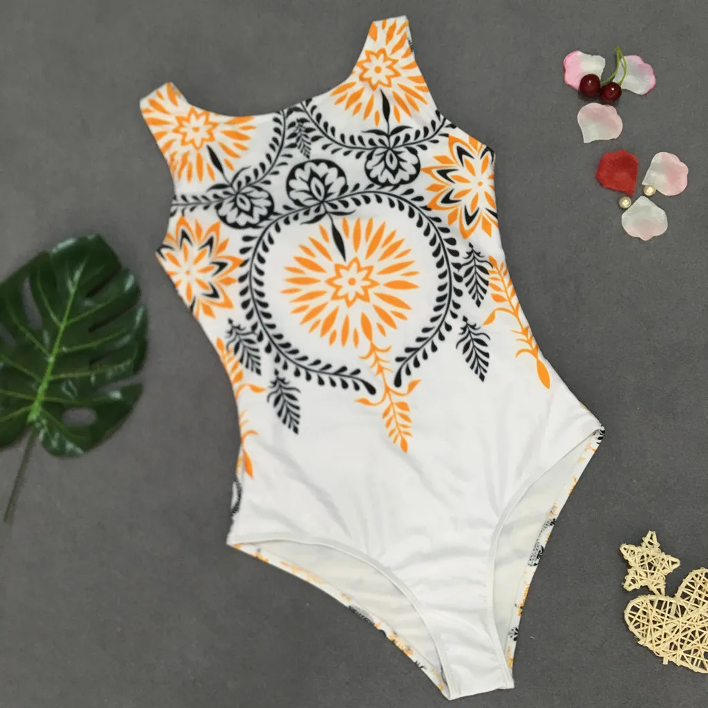 

KLV African Printed Swimwear One Piece Swim suit 2019 Women High Cut Trikini Thong Monokini Brazilian Bathing Suit Swim 4.1A