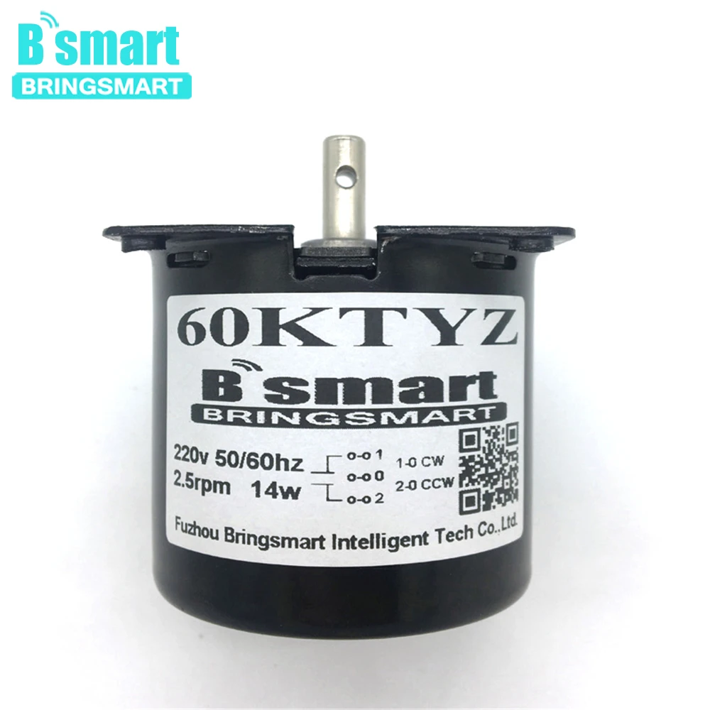 Bringsmart 60KTYZ двигатель переменного тока 220 В 110 В синхронный двигатель 2,5 об/мин низкая скорость высокий крутящий момент мини электрический металлический редуктор мотор барбекю