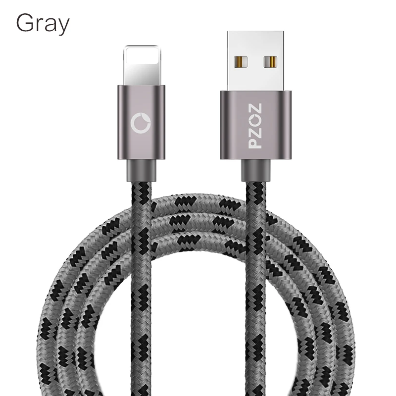gray PZOZ для iphone 7, 8, 6 plus, 6s, xs max, xr, 5, 5 s, ipad mini, быстрое зарядное устройство, usb кабель, быстрый шнур, кабель для передачи данных, для зарядки мобильного телефона - Цвет: gray