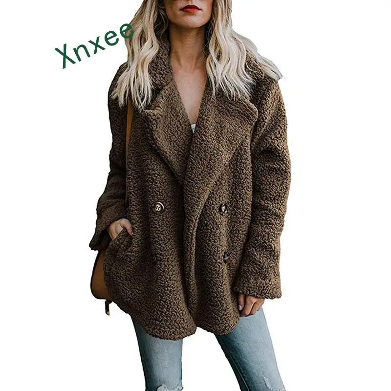 Xnxee 2019 женская теплая куртка из искусственного меха зимняя модная Толстая Тедди