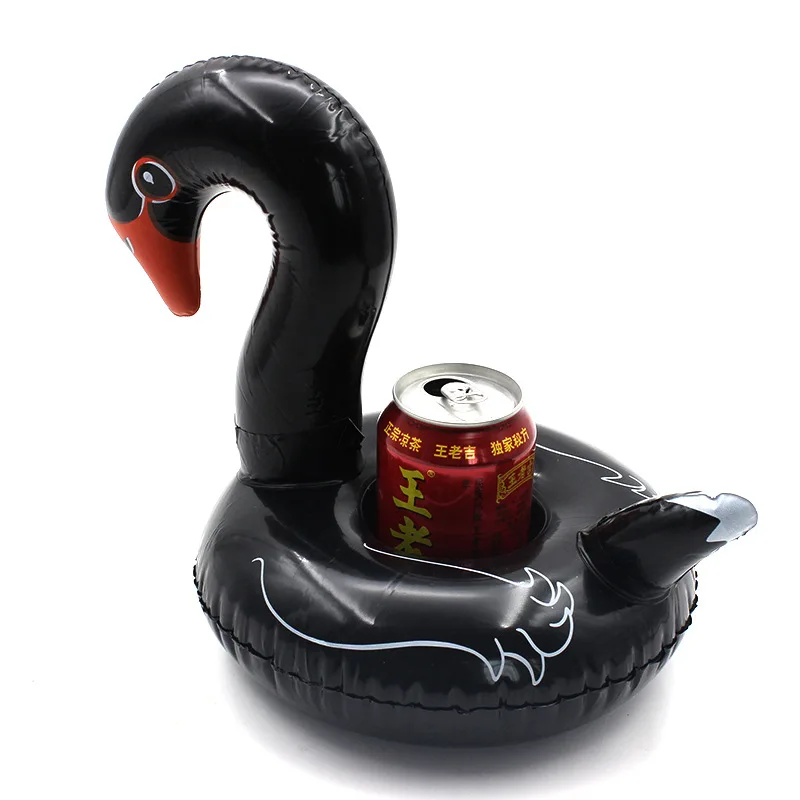 black swan Надувные игрушки Кокосовая пальма/желтая утка/гриб/лебедь подстаканник водные подставки плавающие Напитки Подстаканники летние бассейн Вечерние - Цвет: black swan