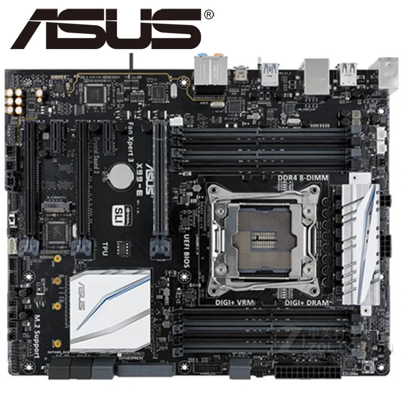 Настольная Материнская плата Asus X99 E Socket LGA 2011 V3 i7 X DDR4 128G ATX UEFI BIOS оригинальная б/у