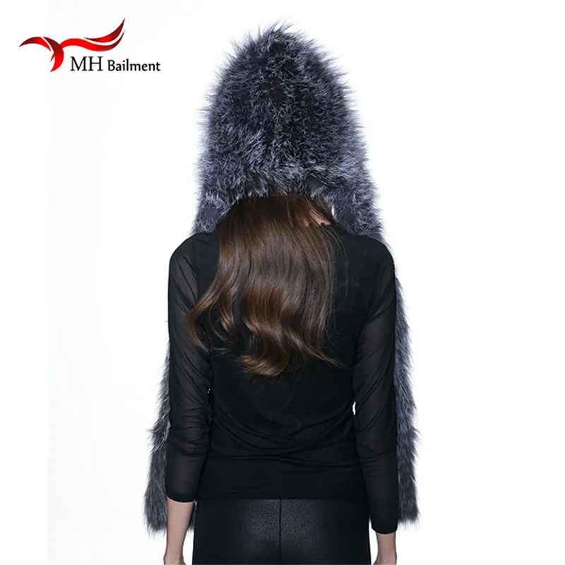 Меховая шапка MH из натурального Лисьего меха зимняя теплая с шарфом женская