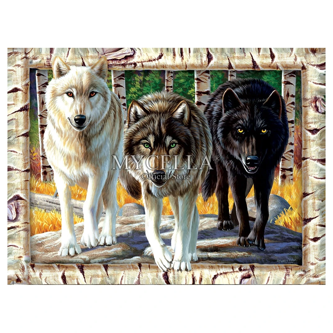 

Алмазная живопись с волками 5D «сделай сам», вышивка крестиком, алмазная вышивка с животными, цвета волка, хобби, наборы мозаики, рождественс...