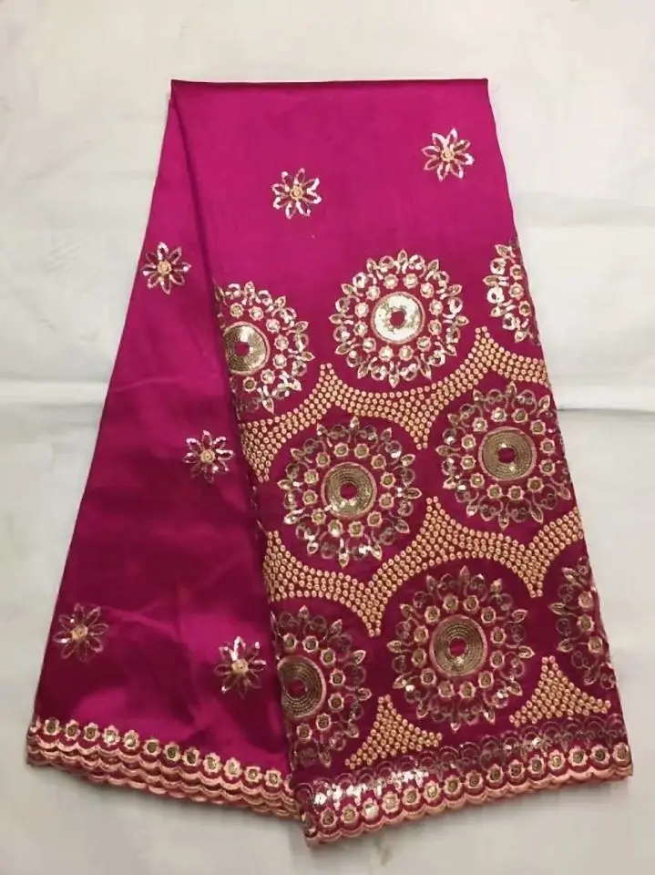 5 Yards/pc Top sale fuchsia George lace fabric with small gold sequins flower design african cotton for clothes JG15-1 | Дом и сад