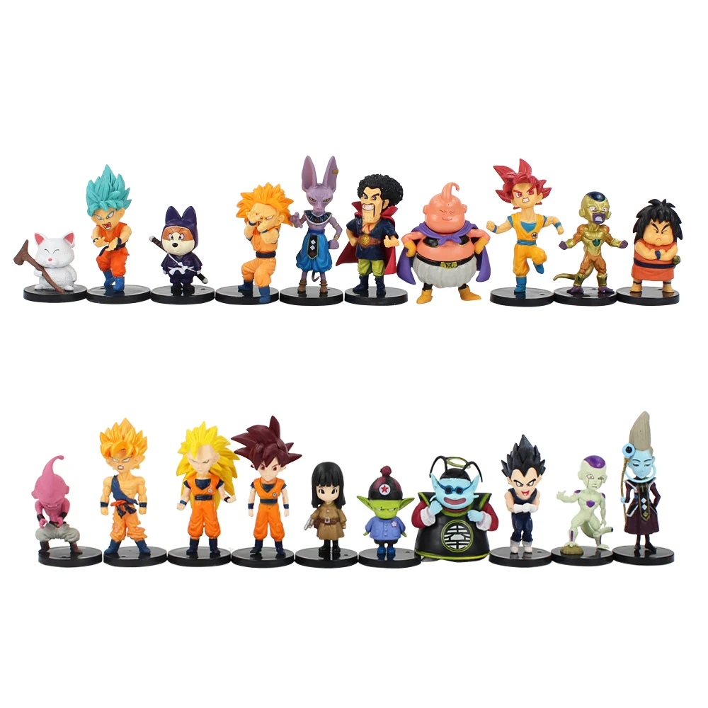 20 шт./лот Dragon Ball Z Super Saiyan сын Goku vegeta Buu Freeza Beerus ПВХ Фигурки Модель игрушки в сумке