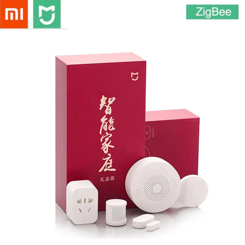 Xiaomi MIJIA 5 в 1 Набор умного дома с ZigBee розеткой, шлюзом, датчиками движения, окон и дверей, беспроводным переключателем и мини-камерой.
