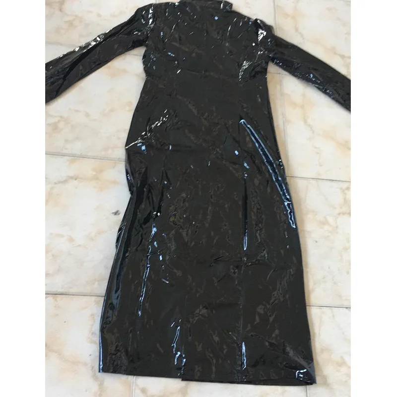 Черные костюмы облегающий Тренч искусственная кожа воротник стойка|cosplay costume|costume