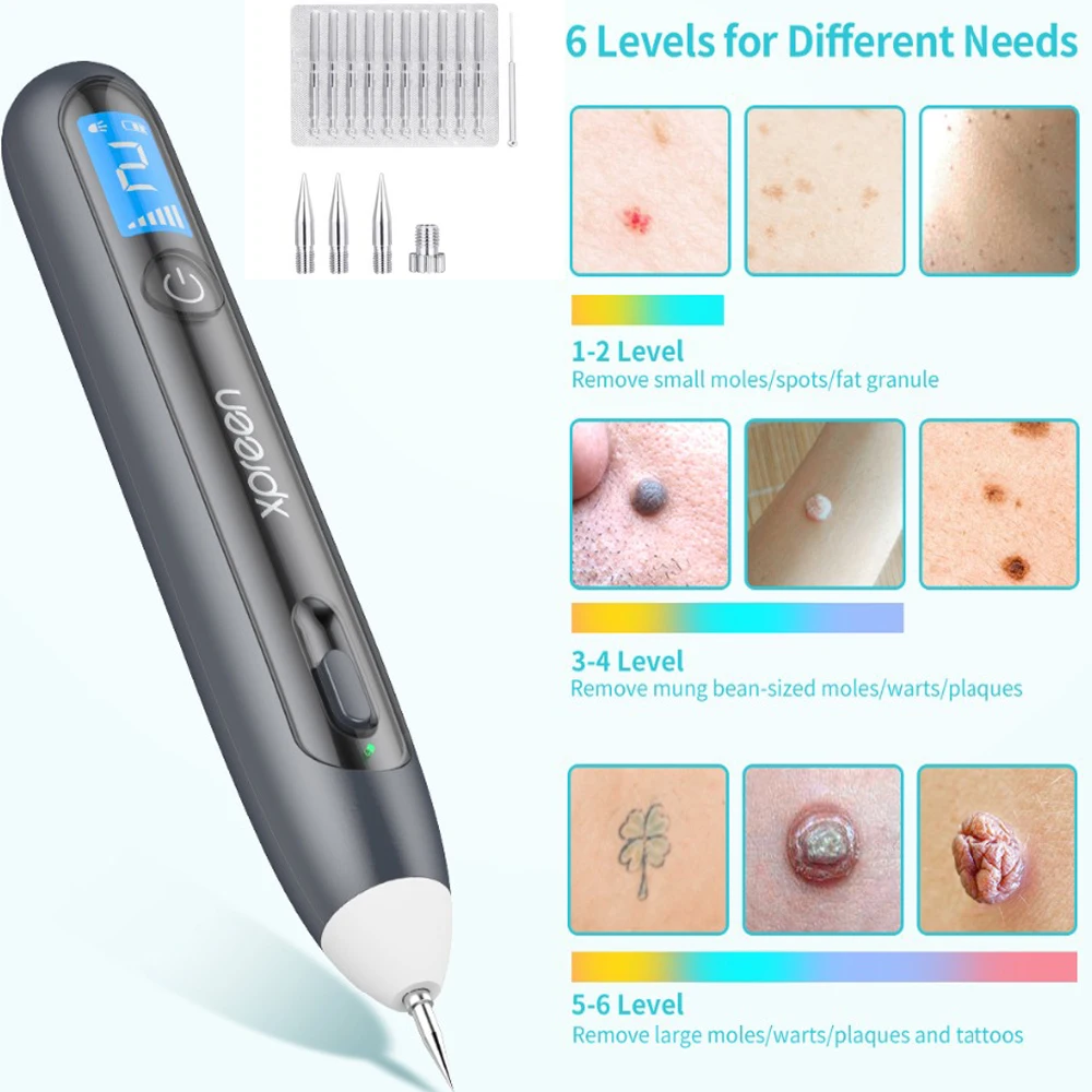 4 шт. ручка для удаления кожных тегов плазменная молей лазерная ЖК дисплей