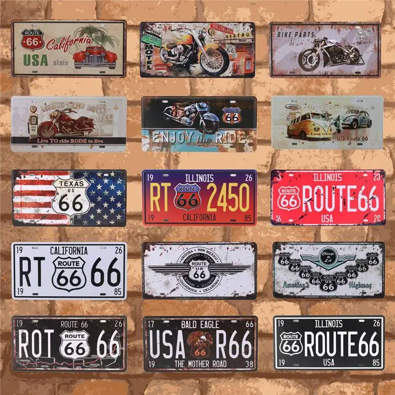 Бар клуб настенный гараж США винтажные металлические оловянные знаки Route 66