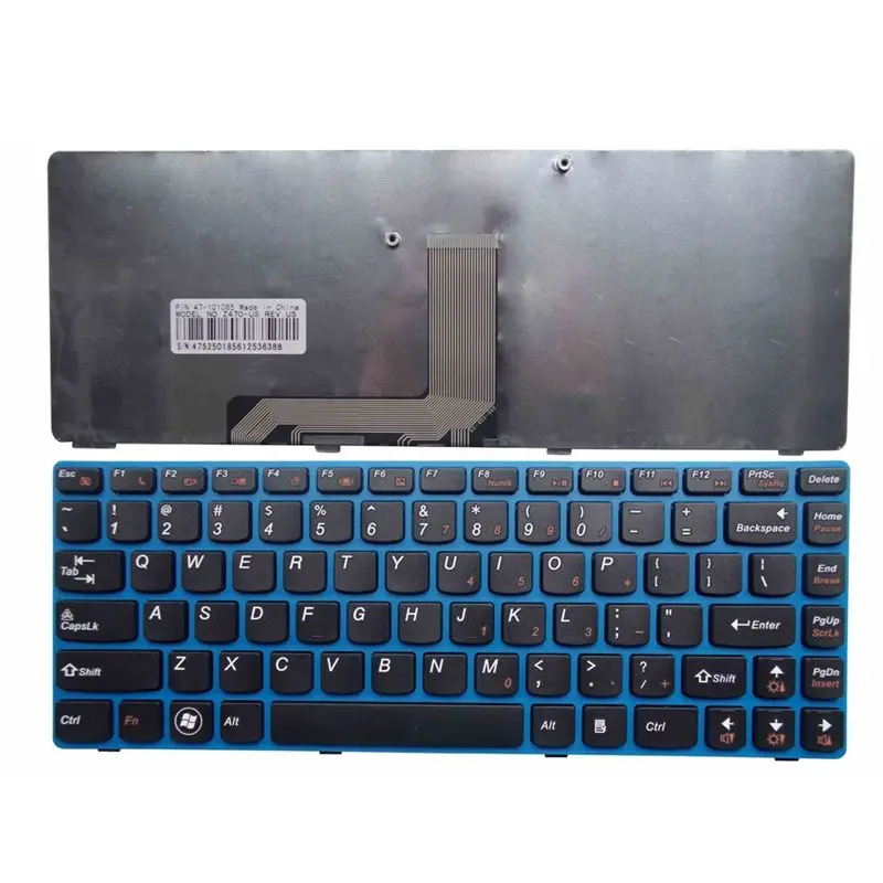 

YALUZU English Laptop keyboard for LENOVO Z470 AM Z470AT Z470AX Z470K Z470G Z475 Z370 Z370A blue color