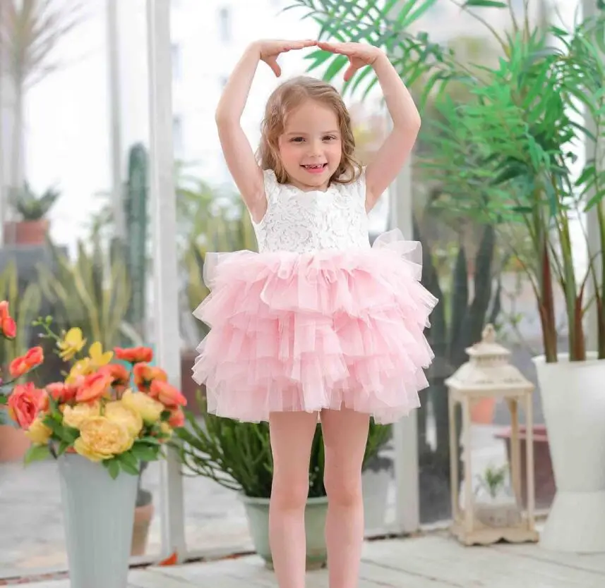 2019 New Children Baby Lace Cake Mesh Summer Dresses Girls Princess Fairy Party Dance Dress 6 pcs/lot Wholesale | Детская одежда и