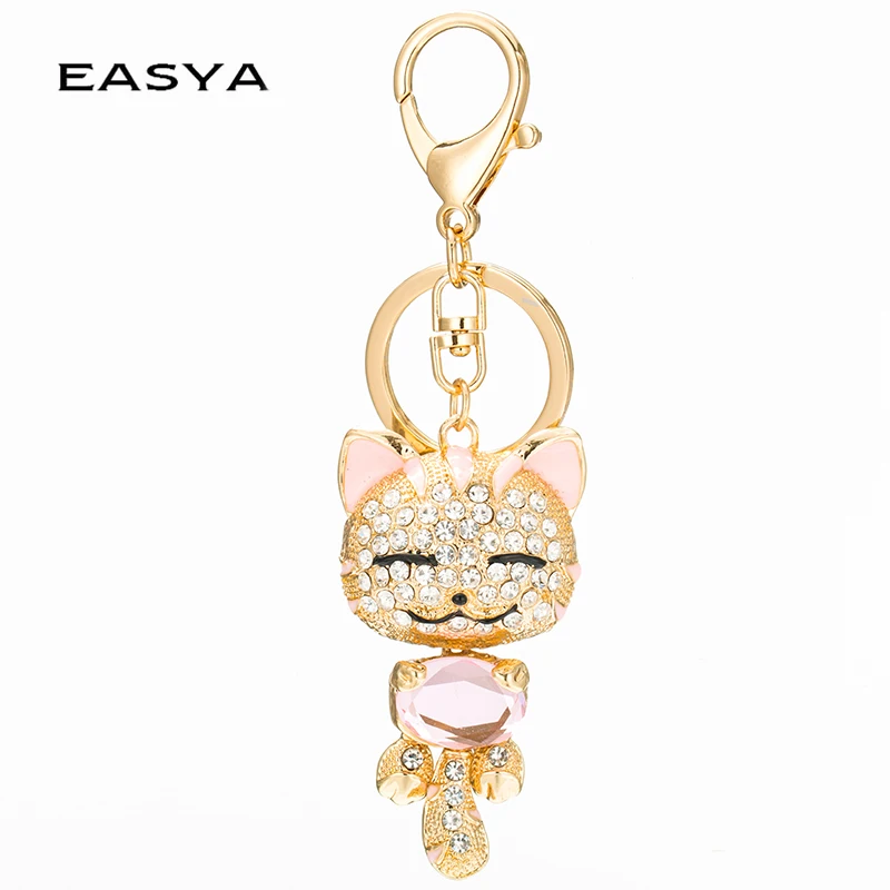 EASYA необычный товар брелок с надписью счастливая кошка символ удачи Хрустальный