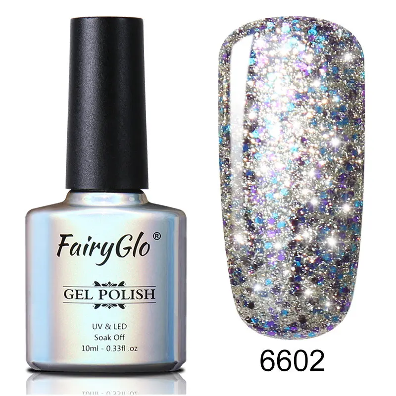 FairyGlo, 10 мл, Звездный Гель-лак для ногтей, супер яркий цвет, Гель-лак, блестящий, замачиваемый, УФ, светодиодный, Полупостоянный, геллак, Lucky ink, Shilak - Цвет: 6602