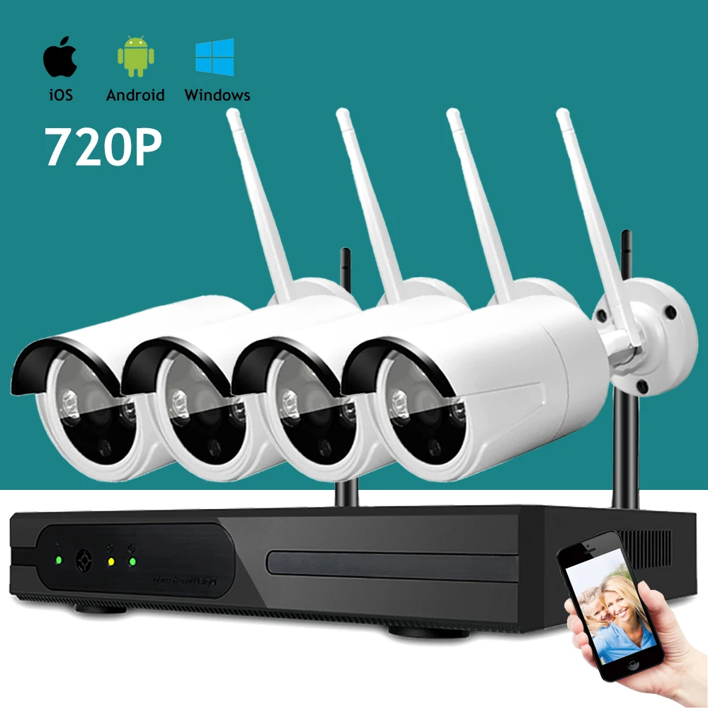 4CH 720 P wifi камера система водонепроницаемый Nvr комплект беспроводной ip камеры