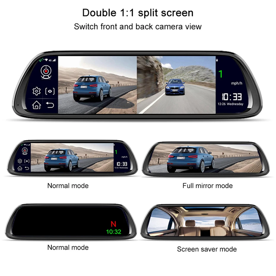 4G Android 8 1 Автомобильный видеорегистратор 10 дюймов сенсорный экран умный GPS
