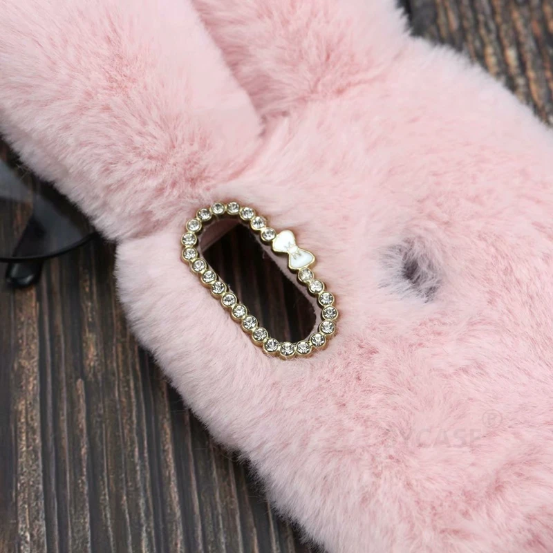 SYCASE For iPhone X XR XsMax Winter Cute Rabbit Furry phone case All Inclusive Drop Protection Cover Case Girl |