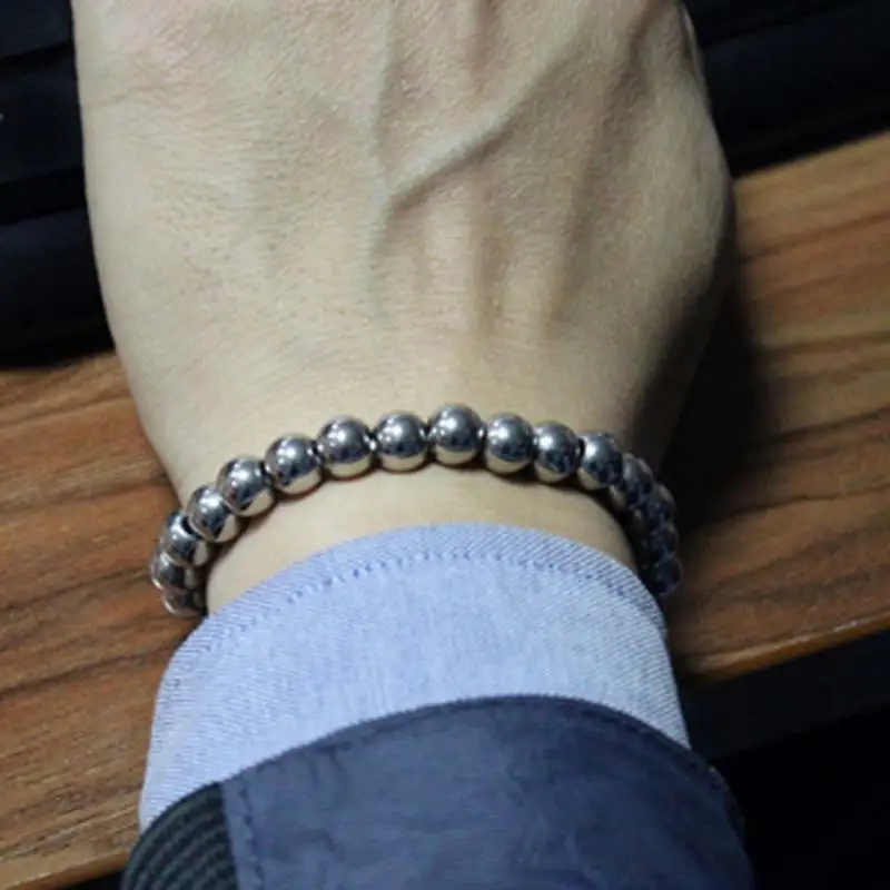 Простой стиль титановые Стальные Бусины браслет для мужчин новинка 2017 из