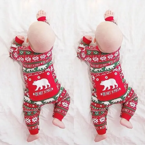 Winter Crawling Kids Clothes Romper Newborn Baby Boy Girl Christmas Costume Print Rompers Long Sleeve Jumpsuit | Детская одежда и