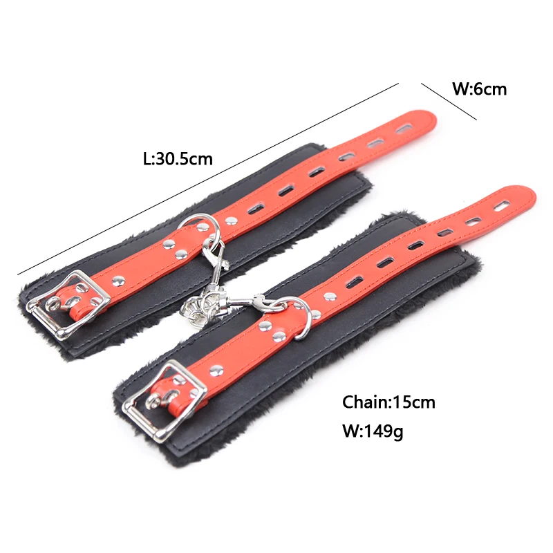 Мужской и Женский плюшевый наручник SM кожаный с заклепками на лодыжке секс