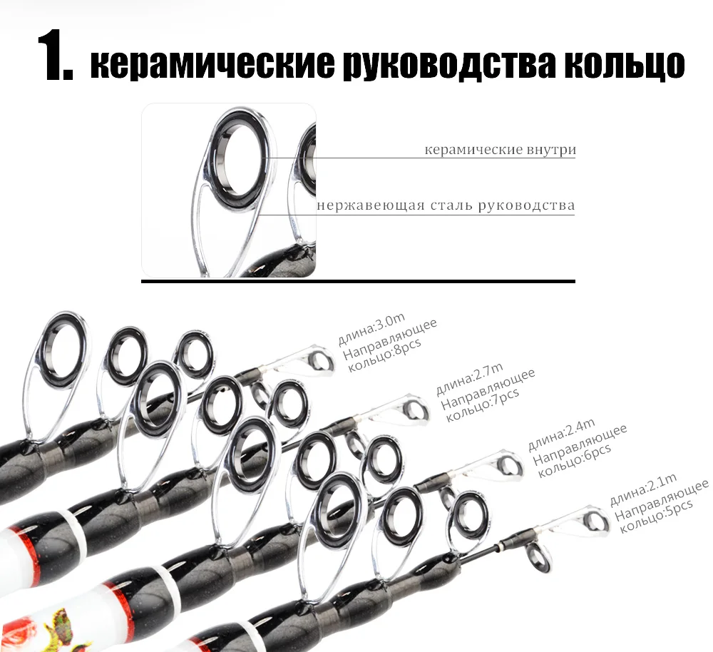 ФТК 24T углеродного спиннинг литья стержень Сверхлегкий телескопическая удочка 1,8 м/2,1 М/2,4 м/2,7 м/3,0 м C.W может занять от 10 до 30G